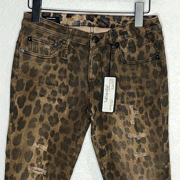 NWT R13 Kate Skinny Distressed Leopard Print Jeans Size 25 - Picture 4 of 15